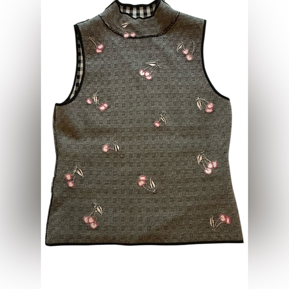 Maeve by Anthropologie Sleeveless Mock Neck Sweater Tank Black White Gingham XXS - Picture 15 of 16